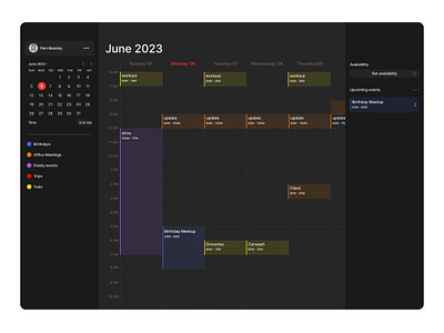 Schedule your week better - Calendar design. app calendar contact contacts desktop event interface meeting pastel schedule timeline ui