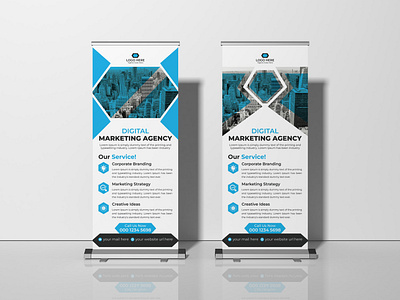 Corporate Modern Marketing Roll Up Banner Design advertisement banner branding business corporate creative design graphic design marketing marketing design minimal modern professional retractable rollupbanner seminar standeebanner stationery template xbanner