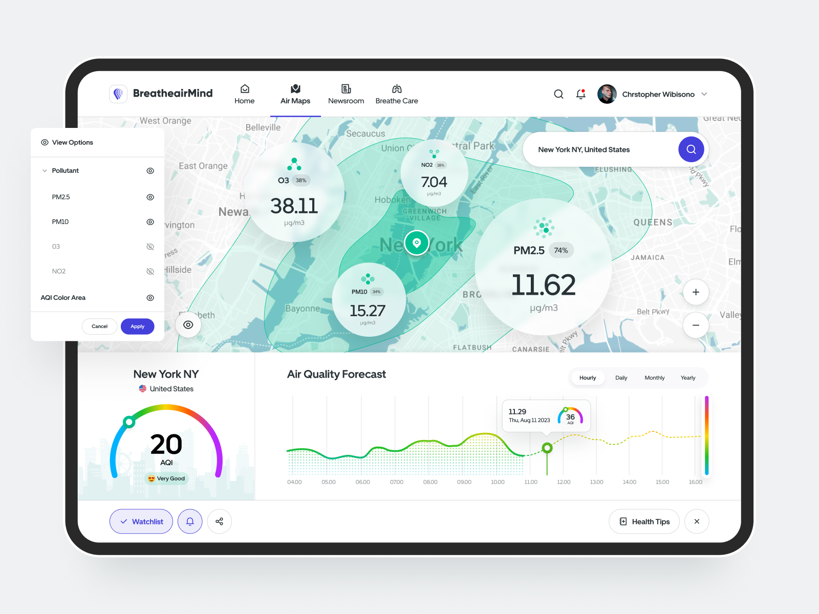 BreatheairMind - Air Quality Monitor - Air Maps air monitor air pollutant air purify air quality aqi breathe city clean dashboard environmental forecast index maps new york pollution popular science fiction smart city town weather