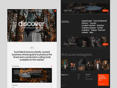 Knives Producer Website branding camping design ecommerce gear store graphic design hiking home page interface knife tools ui user experience user interface ux web web design web marketing website website design