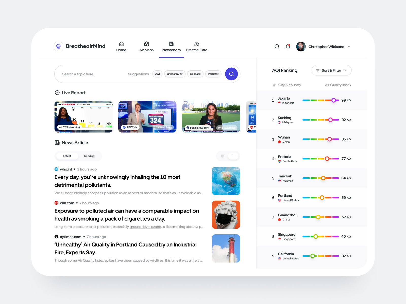 BreatheairMind - Air Quality Monitor - Newsroom air monitor air quality article breaking news city country dashboard editor environmental forecast list live report live stream news newsroom ranking saas search streaming youtube