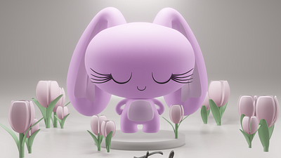 Honey Bunny 3d blender bunny character design pink rabbit tulipl