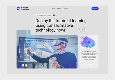 Screen VR - Emmerse Learning company design figma home page landing landing page light design minimalism one page page stylish site ui user experience userinterface ux vr web web design web site website design