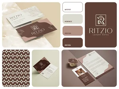 Ritzio Branding brand identity branding crown elegant graphic design hospitality hotel hotel logo identity letter r logo logo design logos luxurious luxury luxury brand luxury branding luxury logo modern real estate