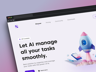 Task Management Website Landing Page Hero Section Design design figma graphic design header illustration landing page task management ui ux web design website