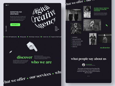 Website for Digital Creative Agency agency branding clean website creative dark design typography ui web website