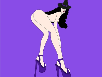 Witch girl in high heels wearing a hat app branding design graphic design illustration logo typography ui ux vector