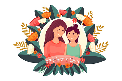 Mother's Day illustration, family leaf