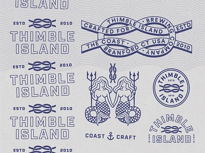 Sunken Treasures anchor badge beer branding brewery coast connecticut craft illustration knot lockup logo mermaid nautical new england siren square knot typography