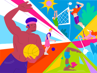 Sport Game | Illustration adobexd animation art artwork ball character cute digital art drawing exercise game graphic design illustration match play sport sportgame sportman vector workout