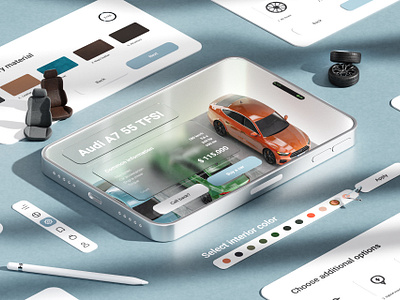 Car Purchase App 3D 3d 3dapp app audi blender blender3d buy c4d car cinema clean concept design gpt sell ui ux uxui