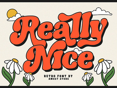 Really Nice - Retro Font apparell font bold font branding canva font classic font display font display typeface display typography groovy font groovy style illustration logo font logotype procreate font product font retro display retro font serif font vintage font web font