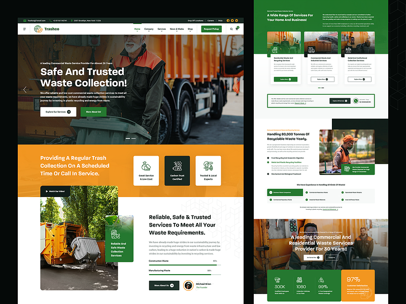 Trashco Disposal Services business corporate creative disposal services dumpster rental eco friendly environmental garbage pickup home waste recycling recycling services solar energy trash pickup ui design userinterface waste collection waste disposal waste food waste management waste processing