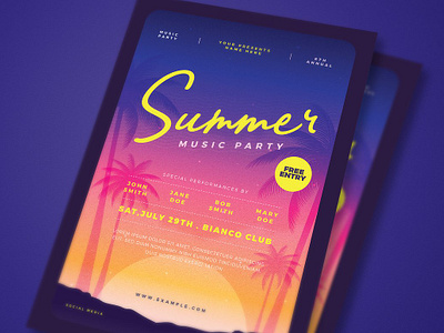 Summer Party Flyer #3 app branding design graphic design illustration logo typography ui ux vector