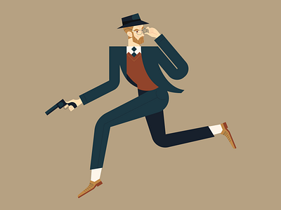 Detective character character design detective illustration job man profession run vector