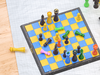 Colorful Chess set 3d animation bishop blender branding chess chess set chessboard colorful colors cycle graphic design illustration king knight octane pawn queen rook