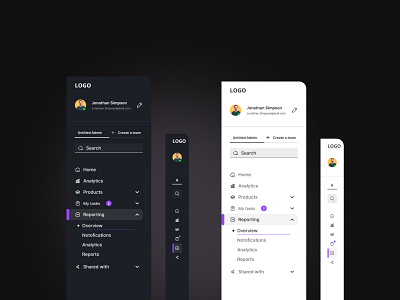 Side Bar Menu black dashboard design designe menu side bar ui ui kit ux