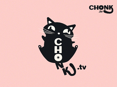 Chonk.TV - Cat stream hub animal brand branding butt cat derp design funny graphic design illustration kitty logo mark pet smile stupid type vector vet