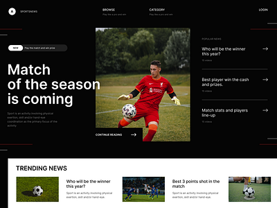 Sport news web design branding design dribble fitness football instagram news sports training ui uiesign uiuxdesign ux webdesign