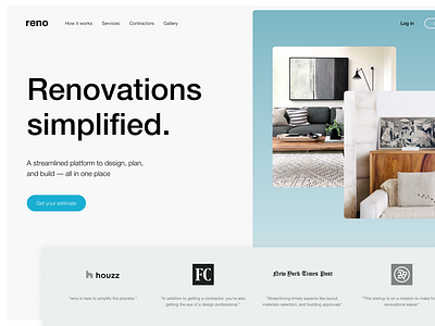 Reno - A streamlined Platform to design, plan and Build awareness awwwards branding graphic design illustration inpspiration landing page design ui ui ux design website design