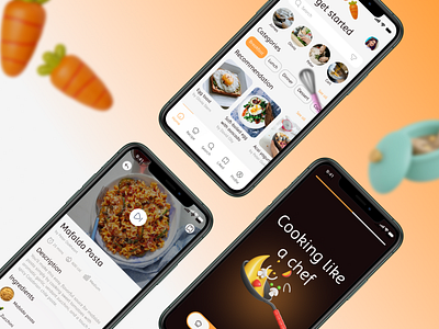 Recipe - Mobile App adaptivedesign app appdesign dailyui design food illustration mobile mobileapp recipeapp ui ux uxui vector