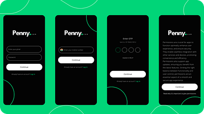 Penny - Payment App onboarding Screens app branding design graphic design illustration logo typography ui ux vector