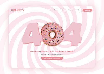 Daily UI #008 – 404 Page Design 404 challange dailyui design donuts error404 graphic design pink shop ui website