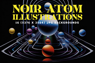16 Abstract Noir Atom Illustrations abstract aesthetic atom background black hole elegant ethereal illustrations ink mystery nutron orbs particles realm science space universe visuals void