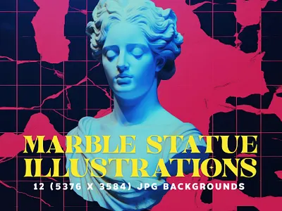 12 Aesthetic Vaporwave Inspired Marble Statue Illustrations art charming classical creative elegant enchanting ethereal greek inspiration marble metaverse modern roman sculpture sophisticated statue twist vaporwave virtual