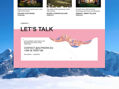 Natural website footer bottom section contacts design email figma footer graphic design landing page mountain nature pink ui website