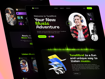 TuneMind Music Website Redesign UI UX clean color design interface music redesign ui ux
