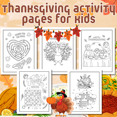Thanksgiving Activity Pages for Kids, beautiful decoration activity book alphabet back to school coloring pages design graphic design illustration thankful thanksgiving