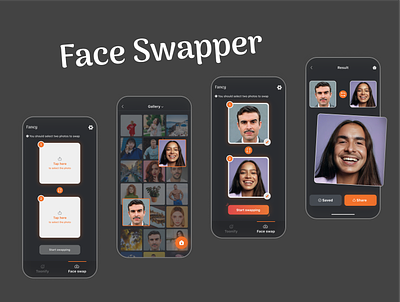 Cartoon maker & Face swapper app application dark design face swap mobile trend ui ui design ux