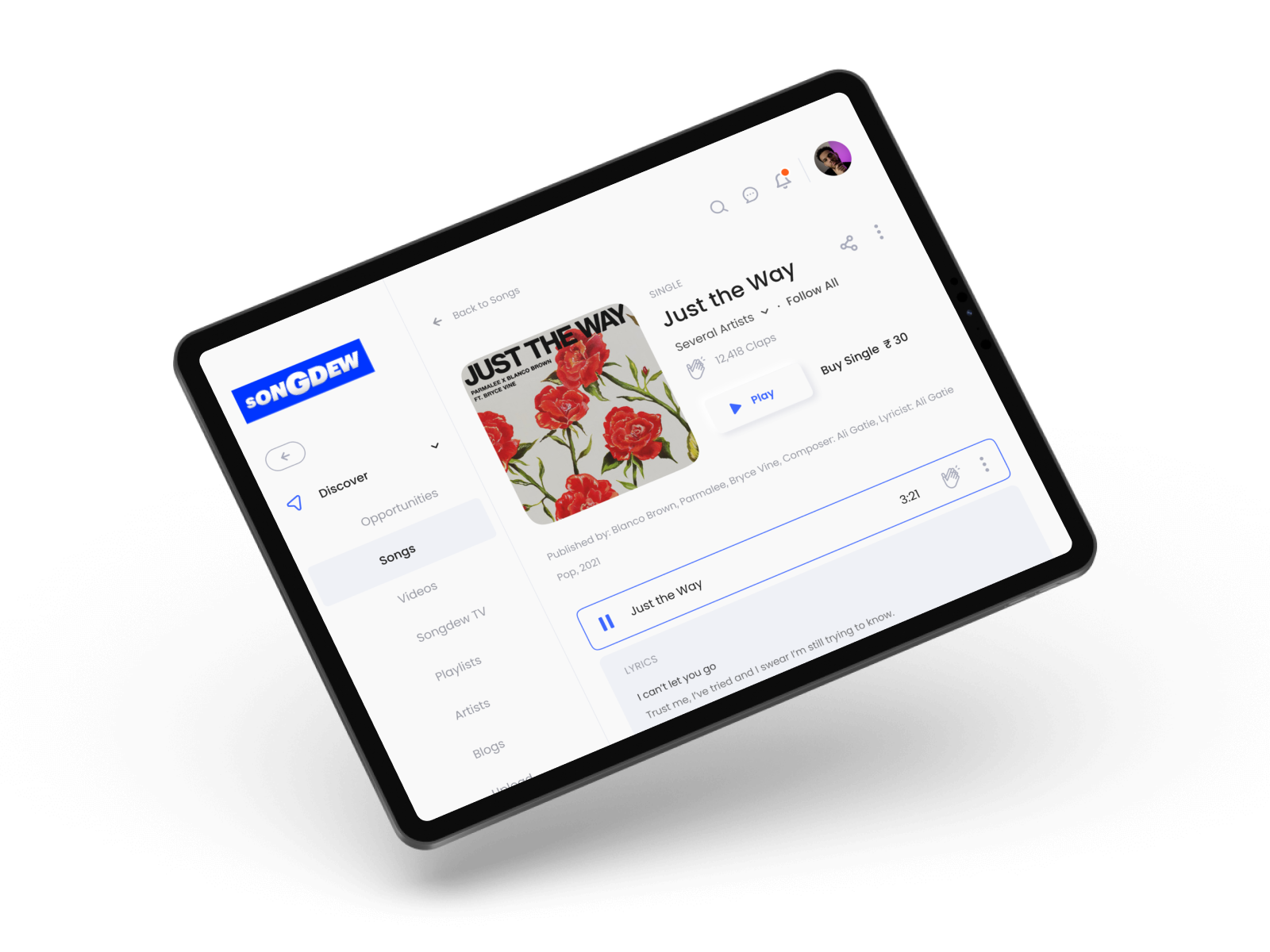 Songdew Musical Platform | UI Design by Rajeev Choudhary on Dribbble