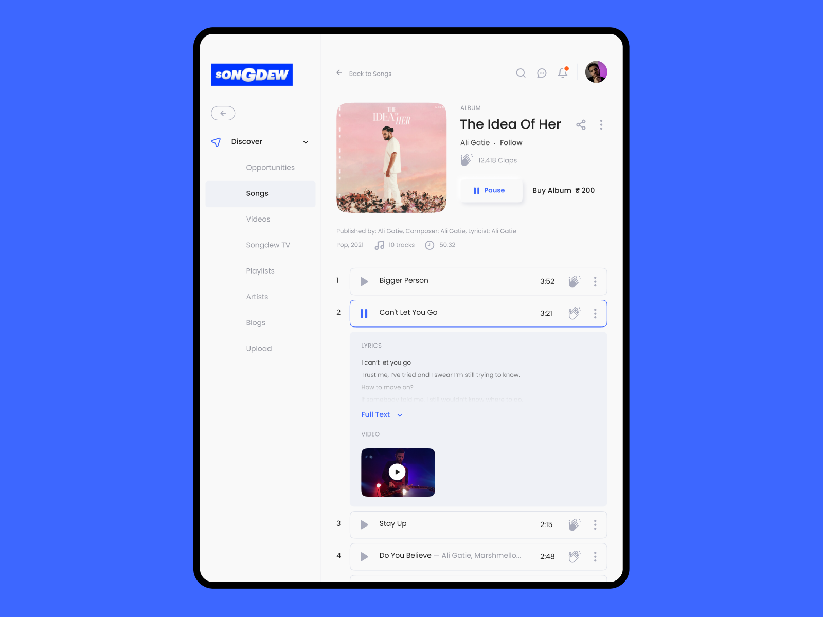 Songdew Musical Platform | UI Design by Rajeev Choudhary on Dribbble