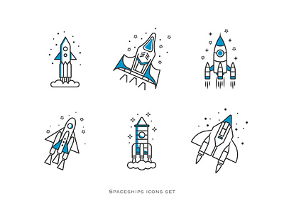 Spaceships icons set art branding design digital art graphic design icon icon design illustration interfase outline rocket space spaceships ui vector