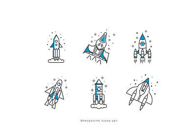 Spaceships icons set art branding design digital art graphic design icon icon design illustration interfase outline rocket space spaceships ui vector