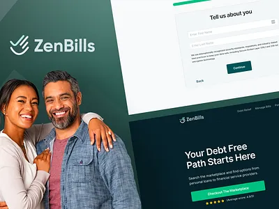 Zenbills - Debt Relief Lead Generation Opt-In branding brooks west credit cards debt design finance illustration landing page lead generation leads loans marketing media buying ui