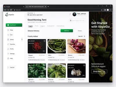 Grocery Delivery Dashboard dashboard design grocery ui ux