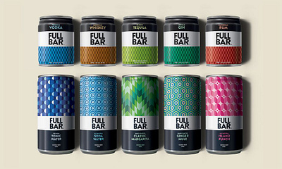 Full Bar Cocktails graphic design packaging