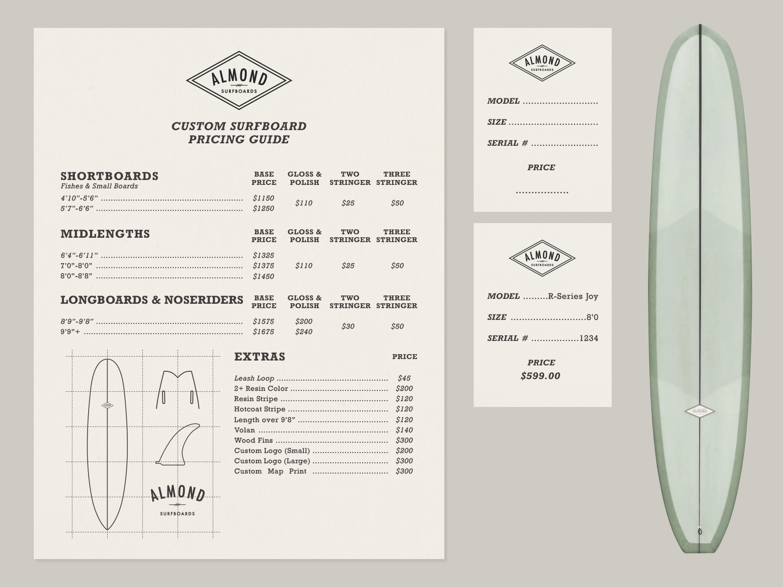 Almond Surfboards Pricing Guide by Jake Lutz on Dribbble