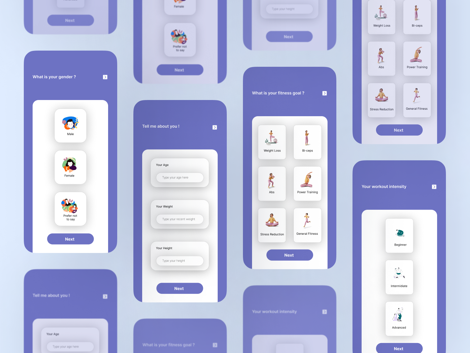 Mobile App UI Design app design fitness fitness app illustration login mobile mobile app signin signup ui ui design