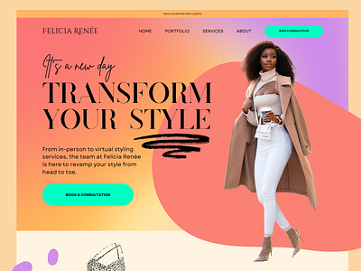 Fashion Stylist Website Design colorful colorful design digital marketing fashion fashion stylist graphic design homepage homepage design trendy