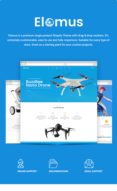 Elomus Single Product Shop Shopify Theme website template wordpress templates