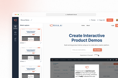 Rivia.ai Select Capture Page b2b dashboard interactive demo product design saas screens ui uiux ux uxdesign web app