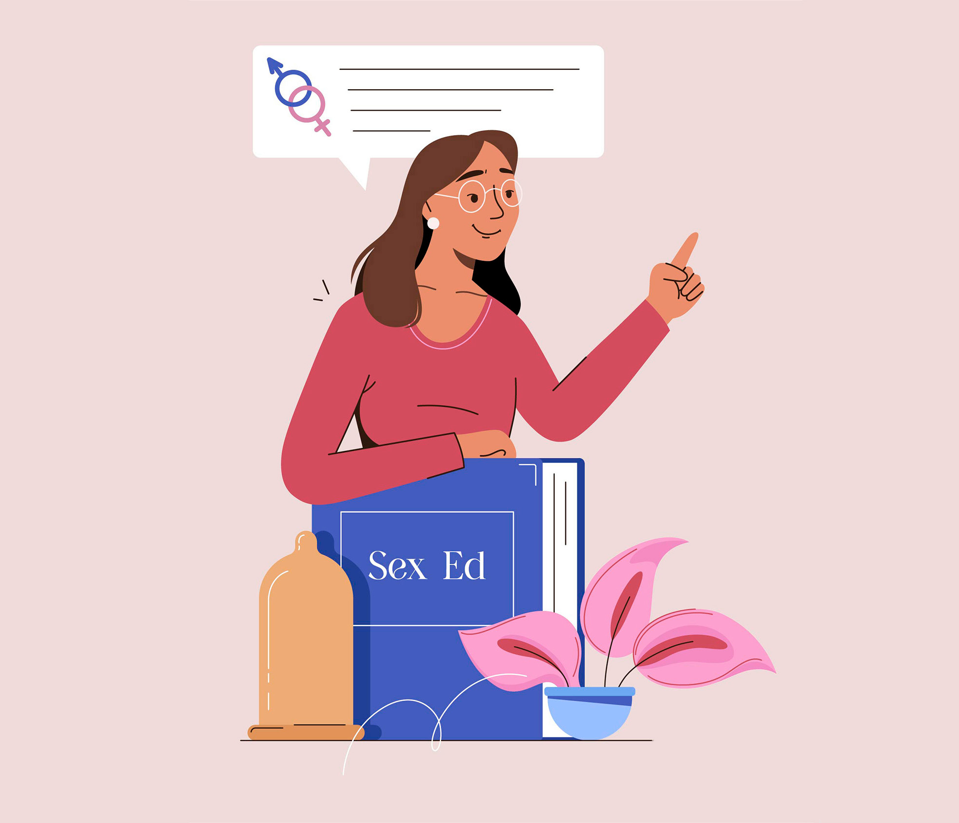 Sex Education birth control pills boy character color colorful condom cute design education girl illustration pills question sex sexual sperm vagina vector woman word