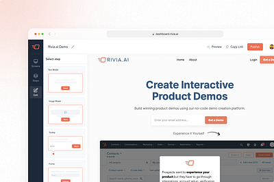 Rivia.ai Select Step Page b2b dashboard design form interactive demo modal product design saas steps tooltip ui uiux ux uxdesign web app