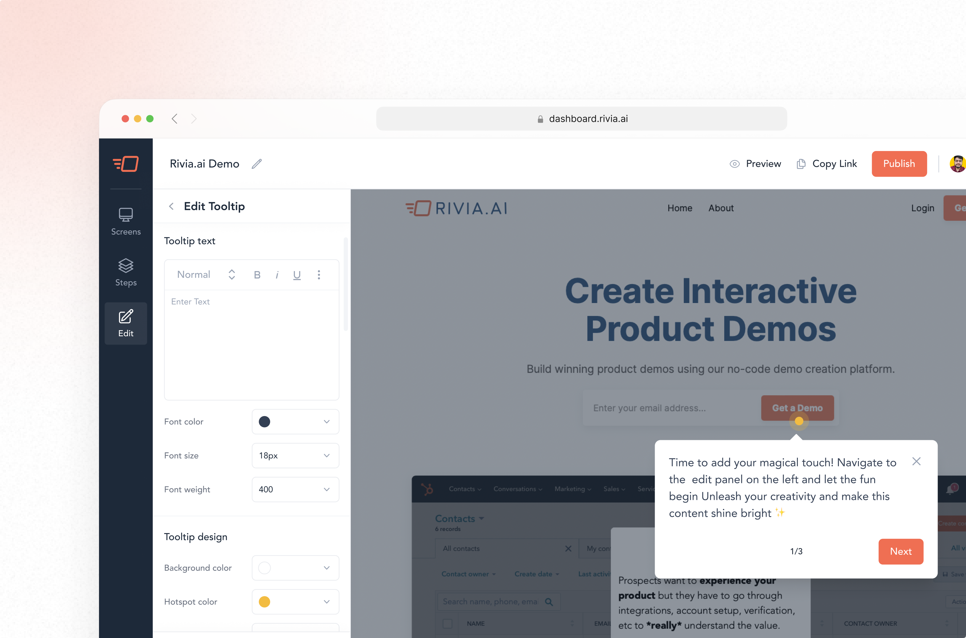 Rivia.ai Edit Panel b2b edit panel product design saas ui ux uxdesign