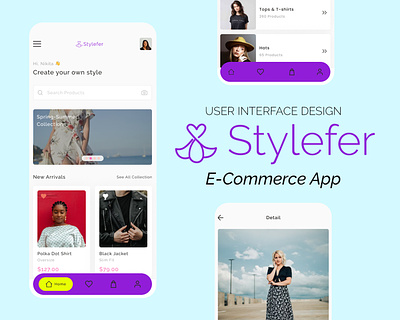 User Interface Design - Stylefer Fashion E-Commerce Mobile App app design brand colorful design e commerece elegant fashion figma mobile app modern neon pink purple red retail ui user experience user interface yellow young