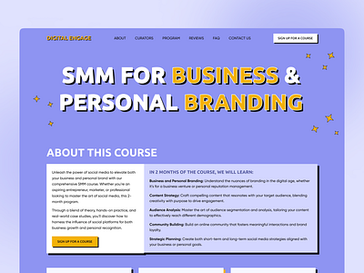 SMM Courses Landing Page colorful courses design education landing page learning neo brutalism ui ux web web design